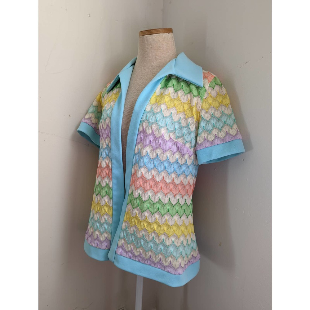 Sears 60s 12 Knit Sweater Rainbow Vintage Sheer Open Weave